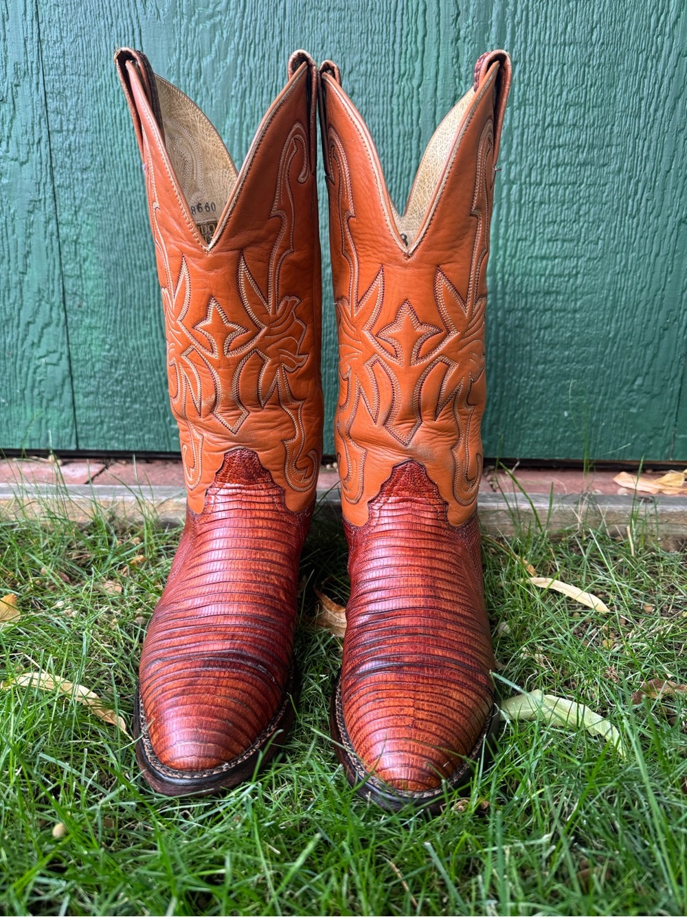 VTG Teju Lizard Exotic Cowboy Boots Hondo 8660